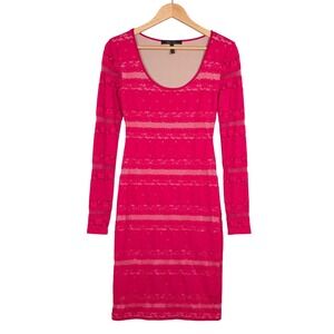 BCBGMAXAZRIA Women's Tanya Floral Lace Bodycon Sheath Mini Dress Sangria XS